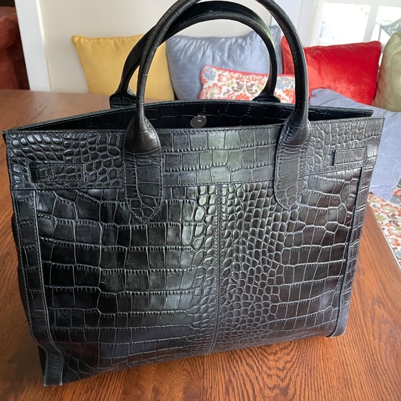 Black Crocodile Print Leather Bag - Picture 12 of 16